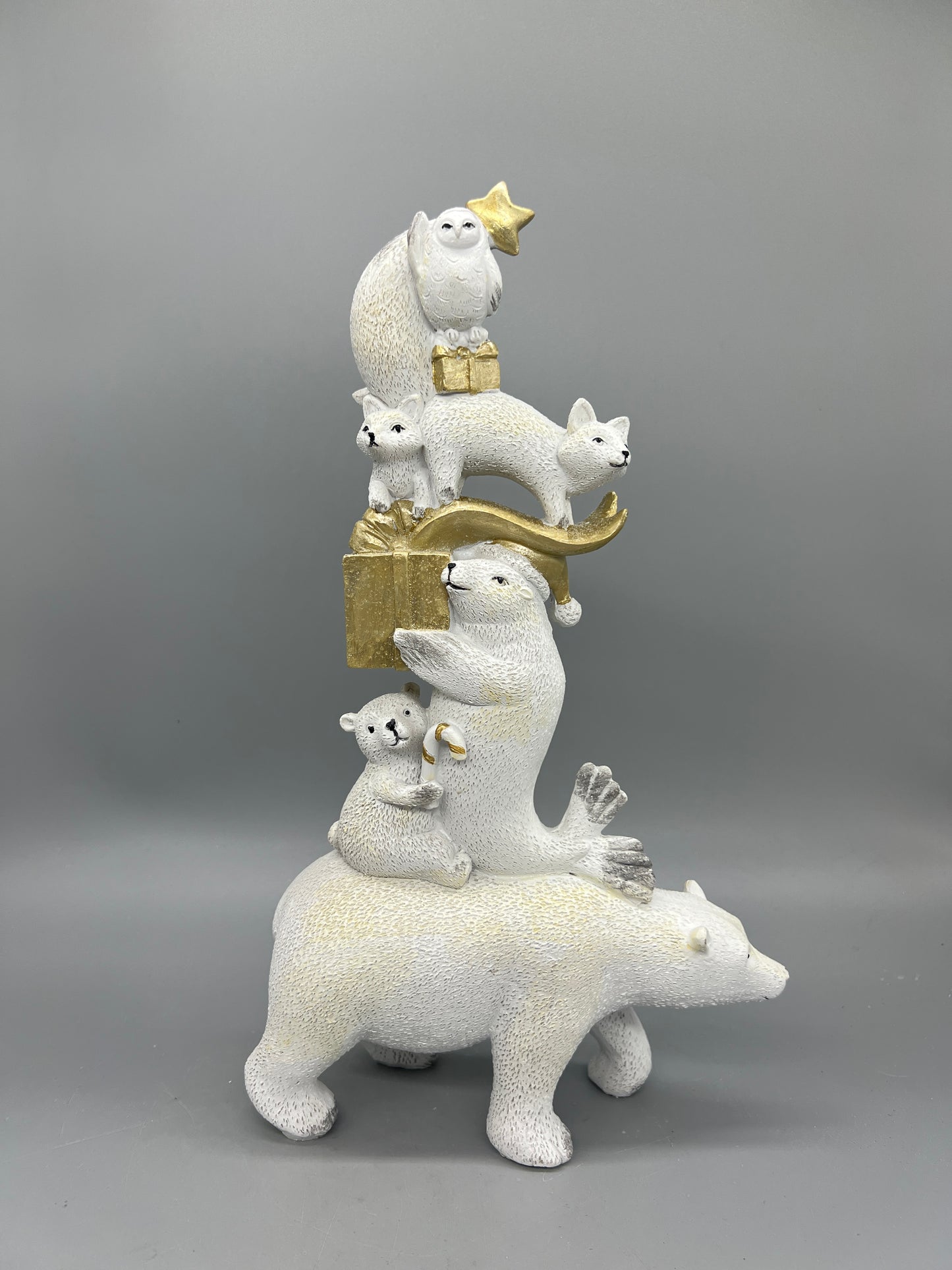 Polar Bear and Arctic Animals Stacked with Gifts Christmas 13" Figurine 94663