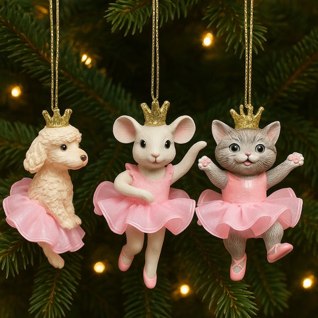 Kurt Adler Ballet Animals Christmas Ornament Poodle Cat Mouse