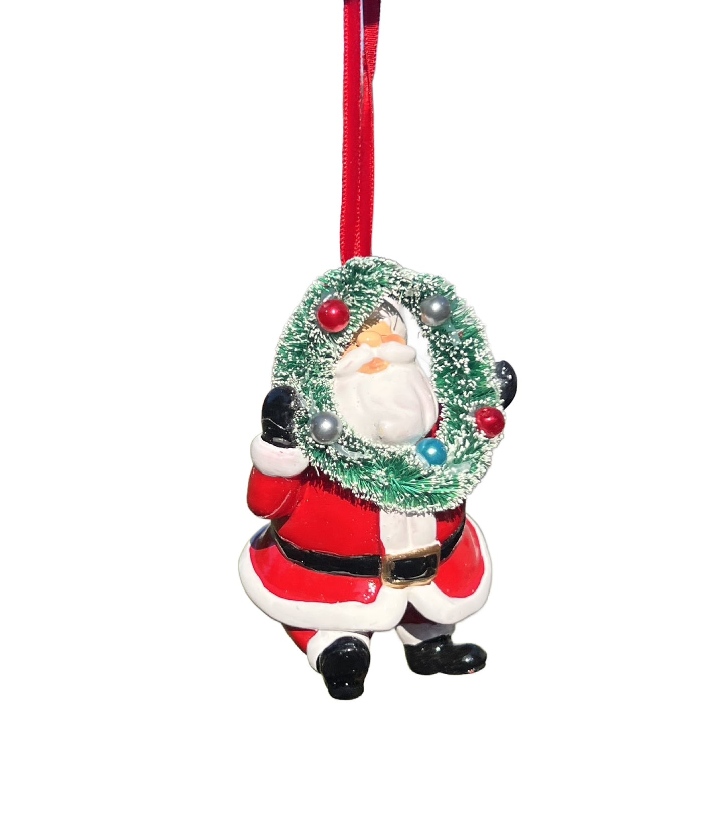 Santa Claus Holding A Wreath Ornament 7444