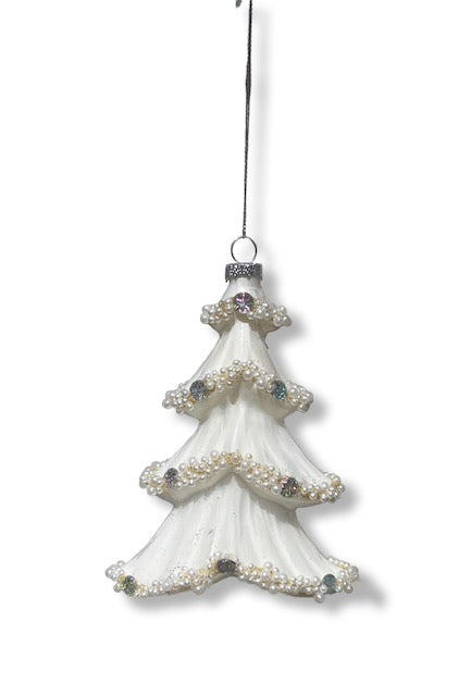 Pearl Jeweled Tree Ornament 5"