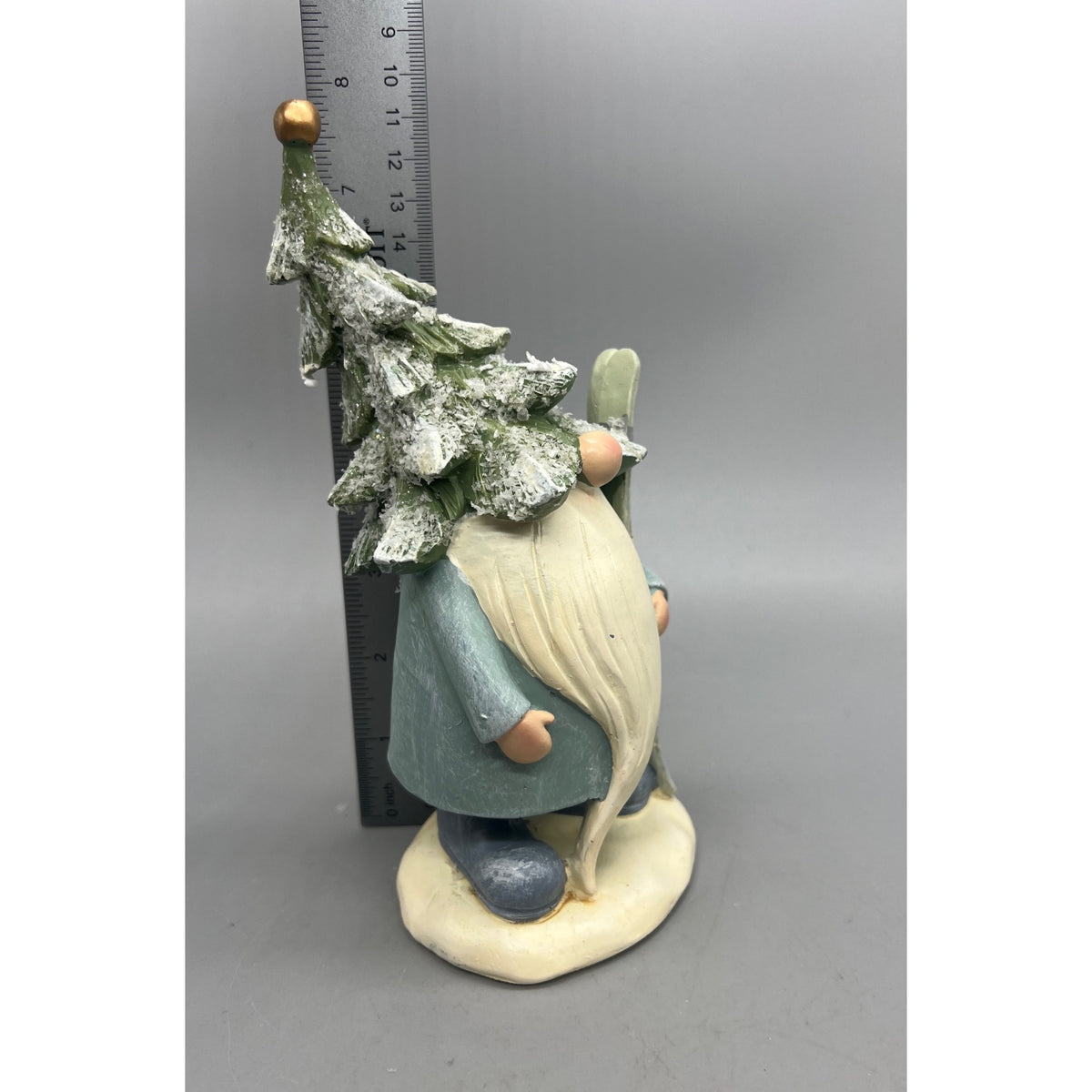 Winter Gnome Figurine Set with Skis & Ice Skaters, Resin Christmas Decor, Snowy Tree Hat Hand Painted Sold Separately