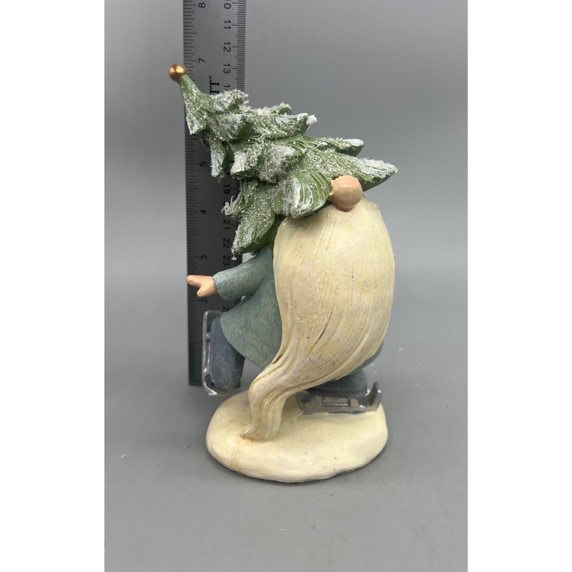 Winter Gnome Figurine Set with Skis & Ice Skaters, Resin Christmas Decor, Snowy Tree Hat Hand Painted Sold Separately
