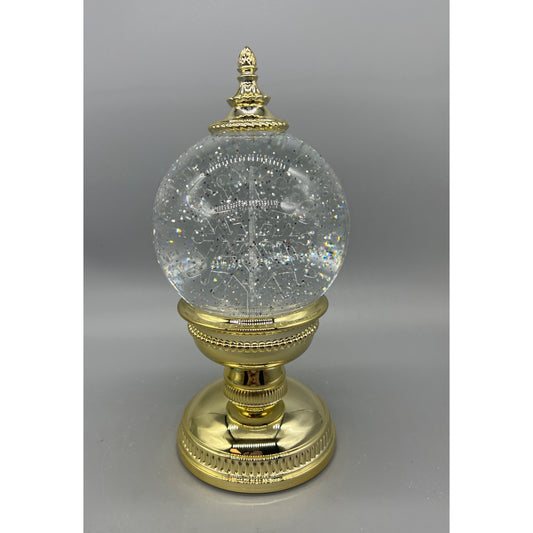 Gold LED Snowglobe With Spinning Water & Snowflakes 9.75”