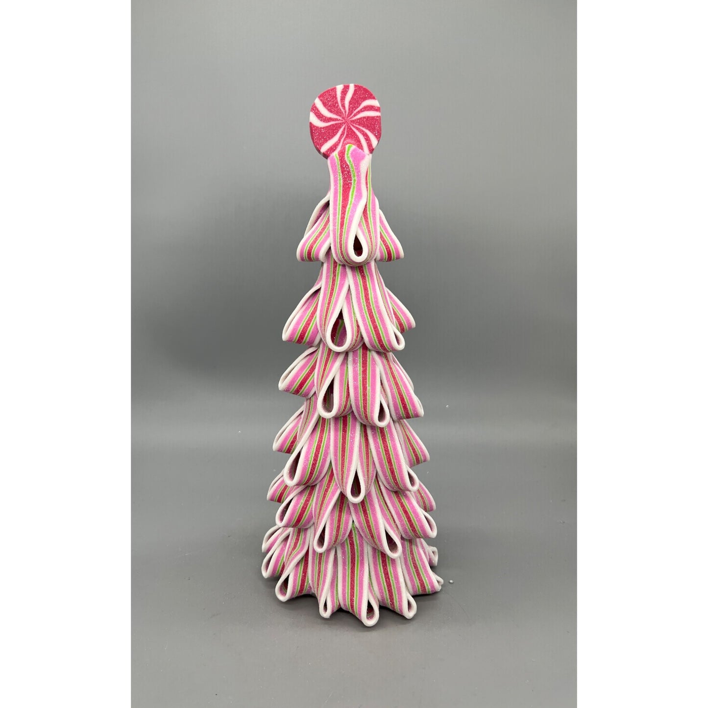 Ribbon Candy-Inspired Pink & White 13" Decorative Tree