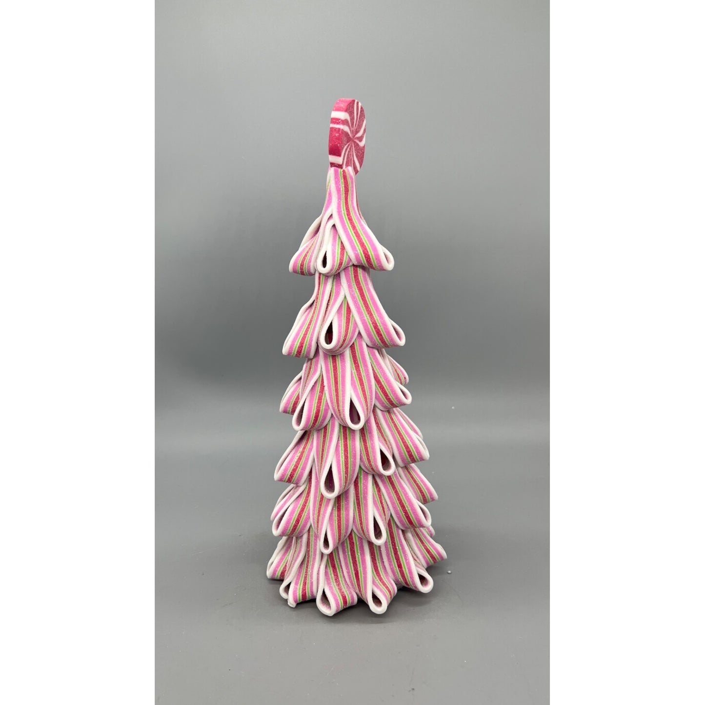 Ribbon Candy-Inspired Pink & White 13" Decorative Tree