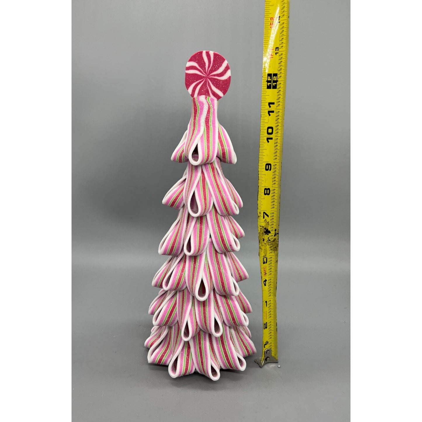 Ribbon Candy-Inspired Pink & White 13" Decorative Tree