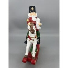9.25” Nutcracker on Rocking Horse with Teddy Bear – Hand Decorating Christmas Resin Figurine