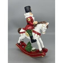 9.25” Nutcracker on Rocking Horse with Teddy Bear – Hand Decorating Christmas Resin Figurine