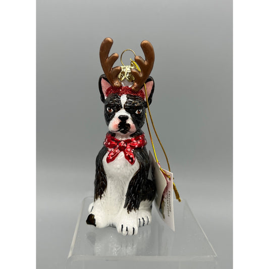 Kurt Adler Noble Gems 4" Asdorted Dog Ornament With Antlers Painted Glass