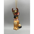Kurt Adler Noble Gems German Shepherd Glass Ornament 4" With Antlers & Festive Collar. NB1261GS